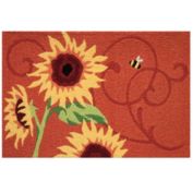 Homefires Rugs 1.5' x 2.5' Vibrant Sunflower Designed Rectangular Polyester Area Throw Rug