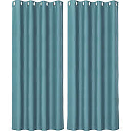 Unique Bargains Classic Window Curtain Panel Rod Pocket Solid Grommet Blackout Curtains Room Darkening Thermal Insulated Curtain Drape for Living Room Kitchen Curtains, 2 Panels 52 x 84 Inch Lake Blue