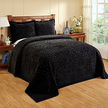 Better Trends Rio Collection 100% Cotton Tufted Floral Design Twin Bedspread - Black. View a larger version of this product image.