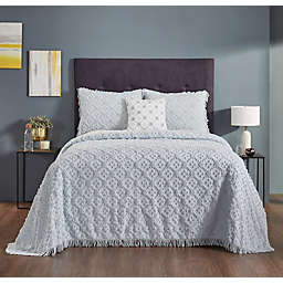 Better Trends Charleston Collection 100% Cotton Tufted 4 Piece Queen Bedspread with Sham and Decorative Pillow Set - Blue