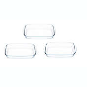Lexi Home Glass Rectangular Baking Dish Set of 3 - 1.7qt Large 11" x 8" Oven Safe Baking Dish Set