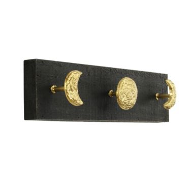 Cheungs Kalends Gold Decorative Wall Mounted Moon Phase Hook Coat Hanger -  3 Hooks. View a larger version of this product image.