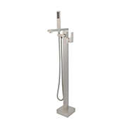 Bellaterra Home Single-Handle Floor-Mount Freestanding Tub Faucet with Hand Shower in Brushed Nickel