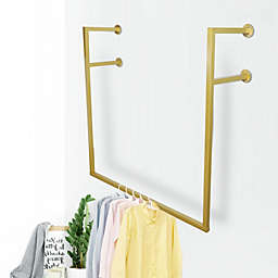 Kitcheniva Gold Metal Closet Rod Garment Rack / Hanging Clothes, Gold-F-Shaped