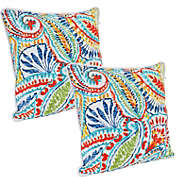 Sunnydaze Indoor/Outdoor Square Accent Decorative Throw Pillows for Patio or Living Room Furniture - 16" - Bold Paisley - 2pc