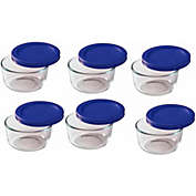 Pyrex Glass Food Storage Bowls Blue Lid Covers