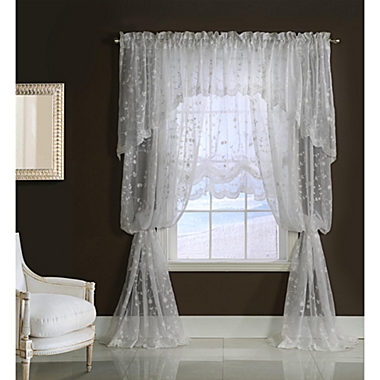 Commonwealth Habitat Grandeur Deep Scalloped Embroidery Balloon Curtain - 52x63" - White. View a larger version of this product image.