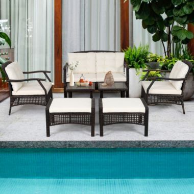 Costway 7 Pieces Outdoor Patio Furniture Set with Waterproof Cover. View a larger version of this product image.