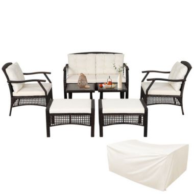 Costway 7 Pieces Outdoor Patio Furniture Set with Waterproof Cover. View a larger version of this product image.