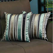 HomeRoots 2-Pack Blue Variegated Stripe Decorative Pillow Covers - 17" x 17" (Set of 2 Covers)