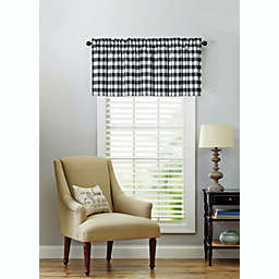 Kate Aurora Living Country Farmhouse Plaid Gingham Checkered Window Valance - 58 in. W x 14 in. L, Black
