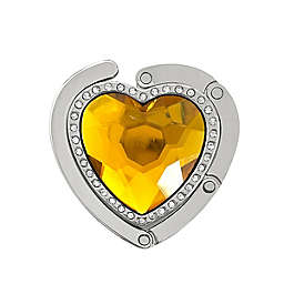 Wrapables Heart Shaped Purse Hook Hanger with Rhinestones, Yellow