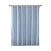 SKL Home Saturday Knight Ltd Seersucker Lightweight Woven Thin White Stripes Fabric Shower Curtain - 70X72", Blue