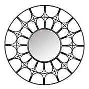 Contemporary Home Living 31.5" Black Modern Metal Rounded Wall Mirror