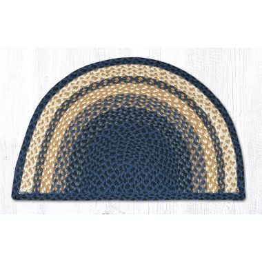 Earth Rugs SC-79 Lt. Blue / Dk. Blue / Mustard Small Rug Slice 18 x 29 inch. View a larger version of this product image.