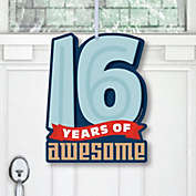 Big Dot of Happiness Boy 16th Birthday - Hanging Porch Sweet Sixteen Birthday Party Outdoor Decorations - Front Door Decor - 1 Piece Sign