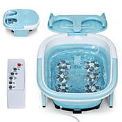 Slickblue Foldable Foot Spa Bath Motorized Massager with Bubble Red Light Timer Heat-Blue