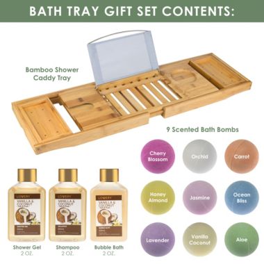 Lovery Premium Bamboo Bathtub Caddy Gift Set - Expandable Tray. View a larger version of this product image.