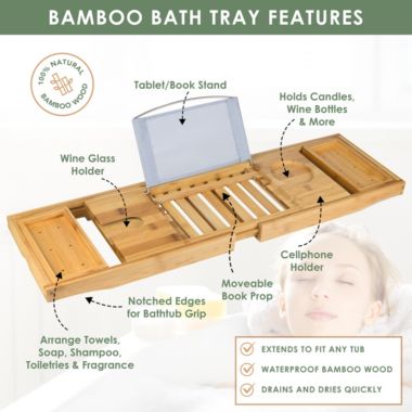 Lovery Premium Bamboo Bathtub Caddy Gift Set - Expandable Tray. View a larger version of this product image.