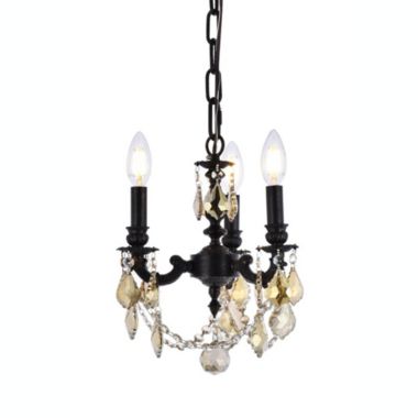 Elegant Lighting Lillie 3 light Dark Bronze Pendant Clear Royal Cut Crystal. View a larger version of this product image.