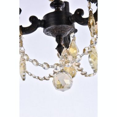 Elegant Lighting Lillie 3 light Dark Bronze Pendant Clear Royal Cut Crystal. View a larger version of this product image.