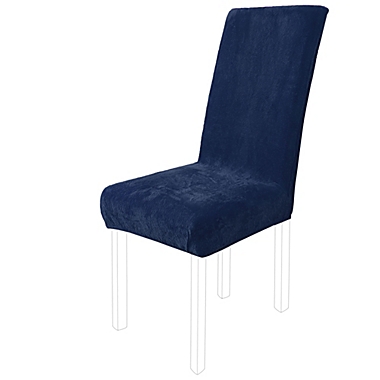 PiccoCasa Plush Solid Dining Chair Cover, Parson Chair Slipcover Stretch Spandex Velvet Bar Stool Cover Protector Seat Cover Home Decor for Dining Room/Party/Kitchen/Wedding, Navy Blue. View a larger version of this product image.