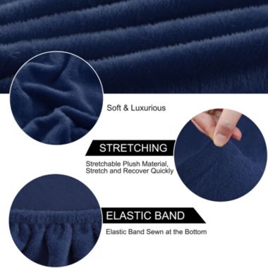 PiccoCasa Plush Solid Dining Chair Cover, Parson Chair Slipcover Stretch Spandex Velvet Bar Stool Cover Protector Seat Cover Home Decor for Dining Room/Party/Kitchen/Wedding, Navy Blue. View a larger version of this product image.