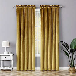 Kate Aurora Royal Living 2 Pack Rod Pocket Light Filtering Velvet Window Curtain Panels - Gold