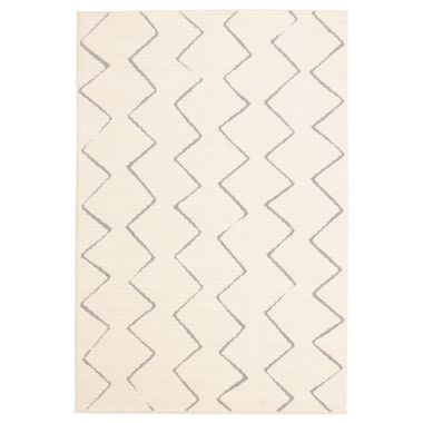 Chaudhary Living 6.5' x 9.5' Off White and Gray Moroccan Rectangular Area Throw Rug. View a larger version of this product image.