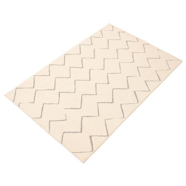 Chaudhary Living 6.5' x 9.5' Off White and Gray Moroccan Rectangular Area Throw Rug. View a larger version of this product image.