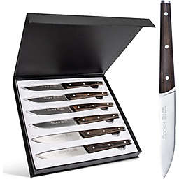 Rainbean  Cookit 6Pcs Steak Knife Set Serrated Stainless Steel Utility with Wooden Handle