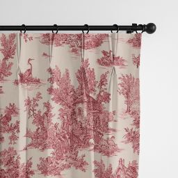 6ix Tailors Fine Linens Homespun Toile Red Pinch Pleat Drapery Panel Pair