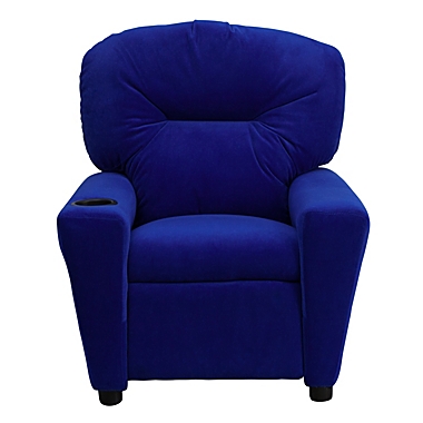 Flash Furniture Contemporary Blue Microfiber Kids Recliner With Cup Holder - Blue Microfiber. View a larger version of this product image.