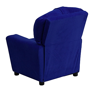 Flash Furniture Chandler Contemporary Blue Microfiber Kids Recliner with Cup Holder. View a larger version of this product image.