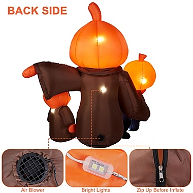 CAMULAND Halloween inflatable Pumpkin with Cats, Built-in LED Lights, Ropes, Inflatable LED Lights Blow Up outdoor Decoration. View a larger version of this product image.