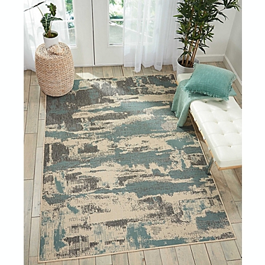 Barclay Butera Lido LID03 Indoor/outdoor Area Rug - Cream/Aqua 7&#39;10" x 10&#39;6". View a larger version of this product image.