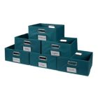 Alternate image 2 for Niche Cubo Set of 6 Half-Size Foldable Fabric Storage Bin with Chrome Handles - Teal