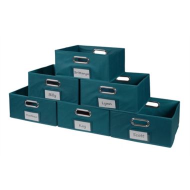 Niche Cubo Set of 6 Half-Size Foldable Fabric Storage Bin with Chrome Handles - Teal. View a larger version of this product image.