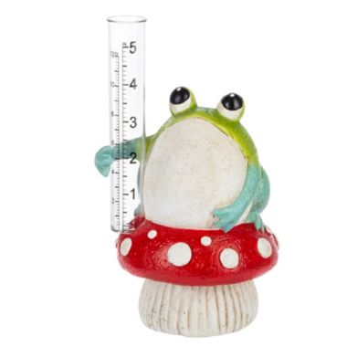 Ganz Frog on Mushroom Outdoor Garden Rain Gauge 8 Inch Multicolor. View a larger version of this product image.