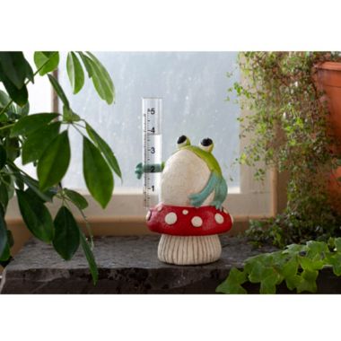 Ganz Frog on Mushroom Outdoor Garden Rain Gauge 8 Inch Multicolor. View a larger version of this product image.