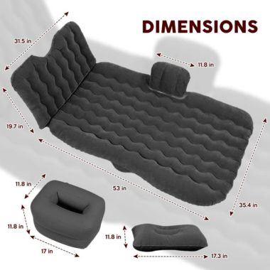 Zone Tech Car Inflatable Air Mattress Bed with Back Seat - Pump Kit Premium Quality- Vacation Camping-Sleep Blow Up Pad Car Bed Back Seat Inflatable Air Mattress with 2 Air Pillows. View a larger version of this product image.