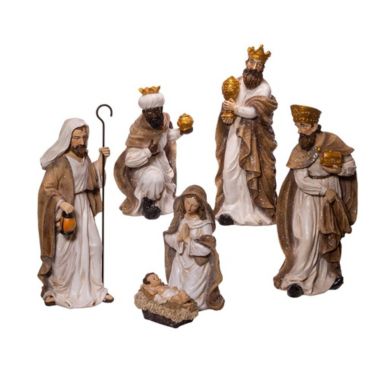 Glittered Christmas Nativity Scene Figurines 6 Piece Set N1027. View a larger version of this product image.