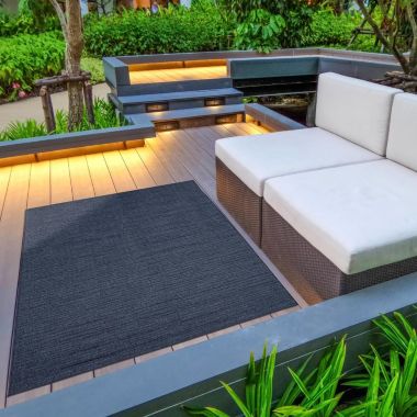 Chaudhary Living 4.5' x 6.5' Solid Blue Rectangular Outdoor Area Throw Rug. View a larger version of this product image.