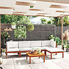 Alternate image 0 for vidaXL 6 Piece Patio Lounge Set with Cushions Cream Solid Acacia Wood