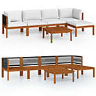 Alternate image 1 for vidaXL 6 Piece Patio Lounge Set with Cushions Cream Solid Acacia Wood