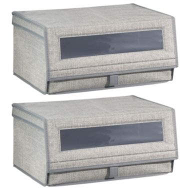 mDesign Stackable Fabric Closet Storage Shoe Box - Large. View a larger version of this product image.