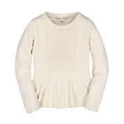 Hope & Henry Girls&#39; Long Sleeve Cable Knit Fit and Flare Sweater with Peplum - Ivory, Size  6-12 Months