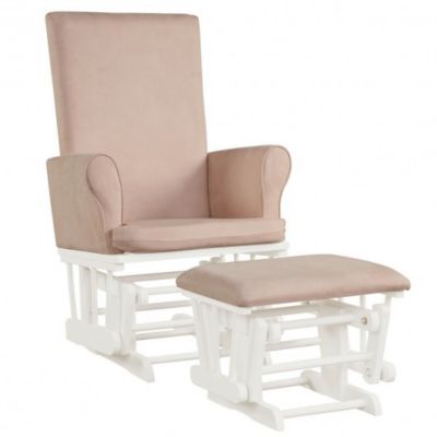 Costway Baby Nursery Relax Rocker Rocking Chair Glider & Ottoman Set-Pink