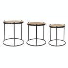 Alternate image 0 for Melrose Home Decorative Accent Table (Set of 3) 14.5"D x 17.5"H, 16.25"D x 18.25"H, 18.5"D x 20.5"H Wood/Metal