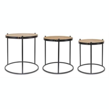 Melrose Home Decorative Accent Table (Set of 3) 14.5"D x 17.5"H, 16.25"D x 18.25"H, 18.5"D x 20.5"H Wood/Metal. View a larger version of this product image.
